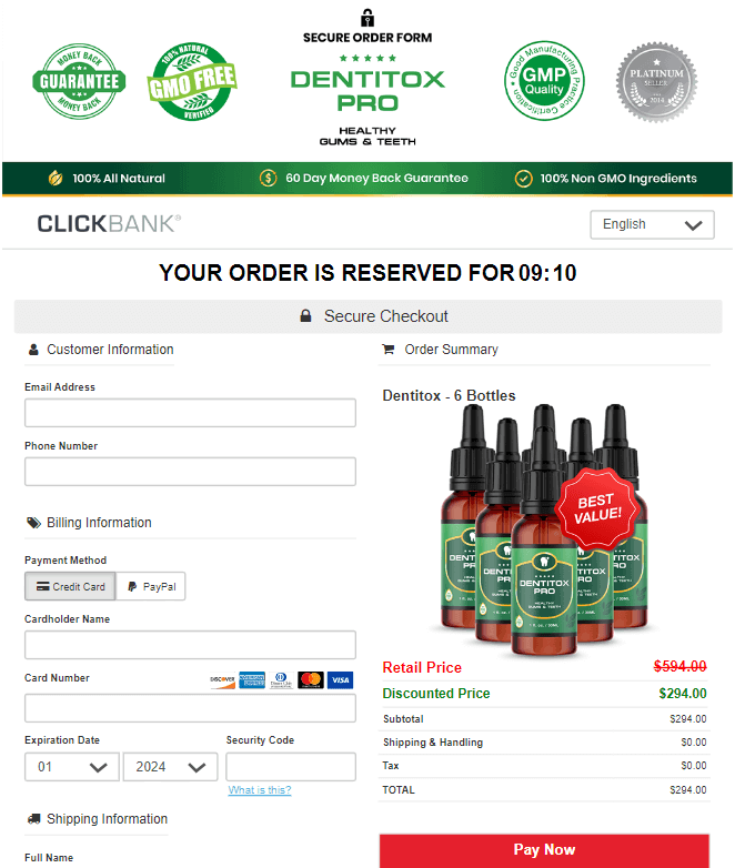 dentitox pro order page